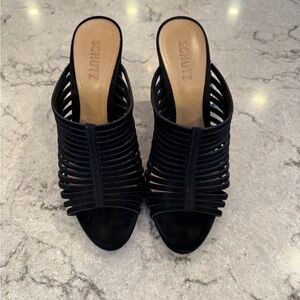SCHUTZ Black Strappy Mules